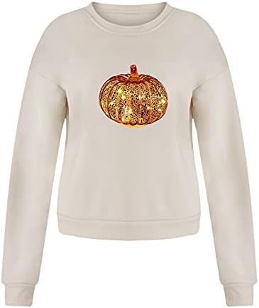 Кошули со долги ракави на xiloccer за жени есен зимски маици и врвови на екипажот на вратот на вратот на врвот на Ноќта на вештерките