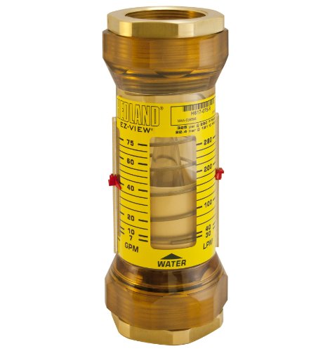 Хедленд H617-025-R EZ-View Flowmeter, полифенилсулфон, за употреба со вода, 10,0 до 95,0 LPM опсег на проток, 2 женски NPT