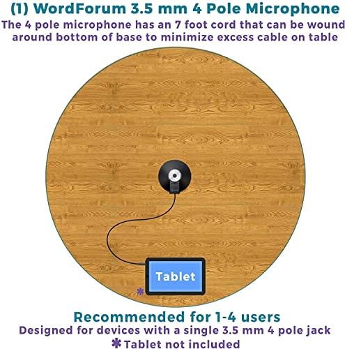 ECS WordForum 3,5 mm TRS 4 Pole 360° Omni-Насочен Микрофон За Снимање Конференција Со Опција За Синџир На Маргаритки За Состаноци Користејќи iPhone,