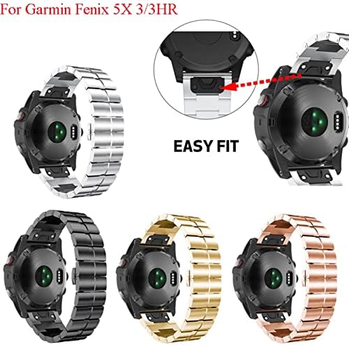 KGDHB 26мм Брзо ослободување на опсег Метал Лесно вклопување од не'рѓосувачки челик за часовници за часовници за зглобот за Garmin fenix