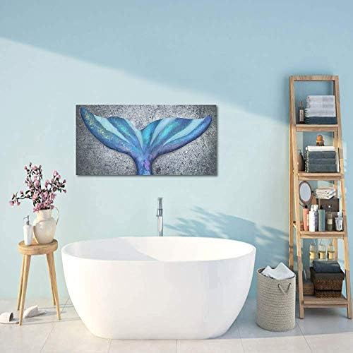 Homeoart сирена опашка wallидна уметност платно отпечатоци океански риба кит опашка сликарска галерија завиткани девојки спална соба wallид декор16 x32