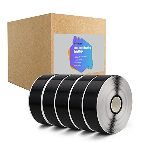 Rvhouse Deck Joist Tape 1 5/8 ”x 50 ft 5 пакет бутил трепкање со дебелина за заштита од дебела лента водоотпорен водоотпорен самостојно запечатување