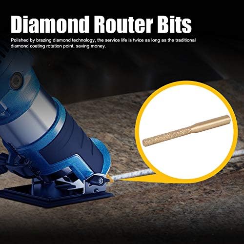 Walfront Diamond Router Pits Bits Golden Brazed Straight Shank for Quartz Stone Merble Seam Nife Solid Surface Router Bits, Cutter Milling Cutter