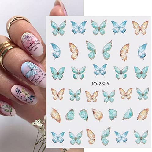 Реални бајки пеперутки налепници за нокти Декларални холографски маникир шарм фолија обвива пролетно лето налепници за нокти за додатоци за нокти