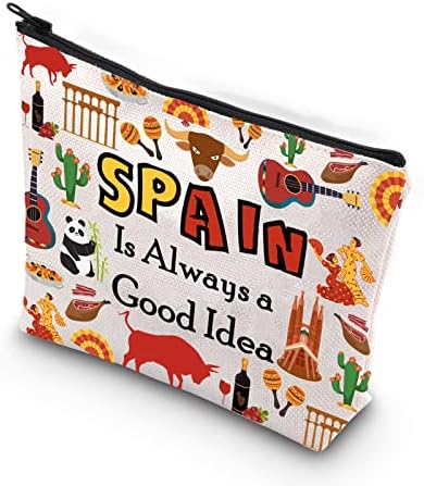 WCGXKO Шпанија Љубовник Подарок Патување Во Шпанија Подарок Шпанија Е Секогаш Добра Идеја Патент Торбичка Козметичка Торба