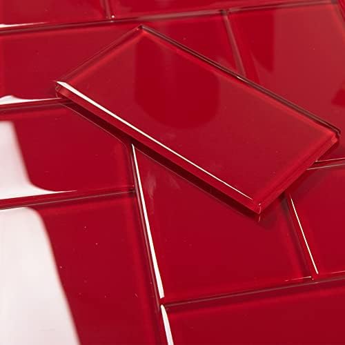 Адео стаклена метрото плочка 3 x 6 инчи црвена за кујна backsplash wallиден пакет од 32 чаршафи