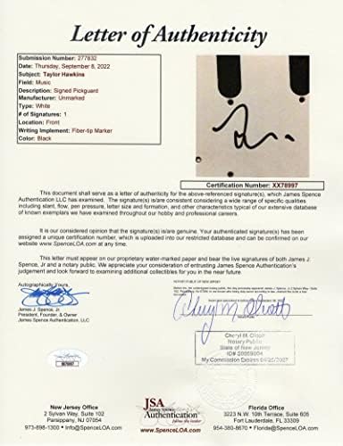 Тејлор Хокинс потпиша автограм со целосна големина Црна Фендер Стратокастер Електрична гитара Б/ Jamesејмс Спенс Писмо за автентичност