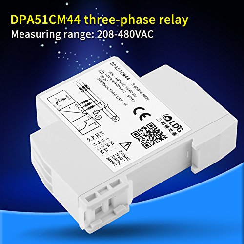 Реле за мониторинг на напон од 3 фази, 208-480VAC Трифазен реле за заштита на секвенци, за фаза на секвенца и загуба на фази