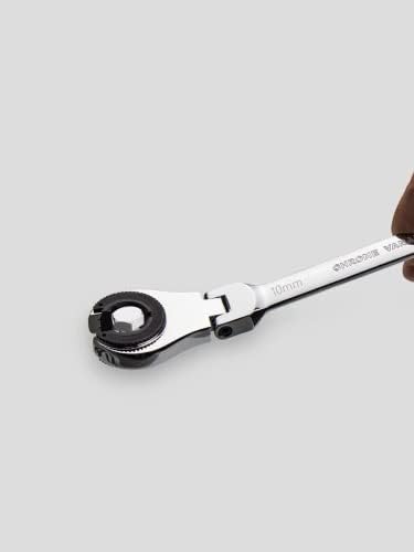 FLZOSPER 10 mm метрички фиксирачки клуч за цевки ， клуч за опрема за флексибилна глава, комбинирано спојување на комбинирани клучеви