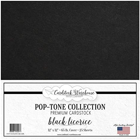 Црна хартија за картони за карпи - 12 x 12 инчи 65 lb. Премиум корица - 25 листови од магацин со картони