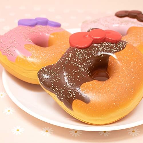 Sanrio Hello Kitty Big Donut Slow Rising Swishy Toy за забави, стрес топки, подароци за роденден, играјте дома и ослободете го стресот