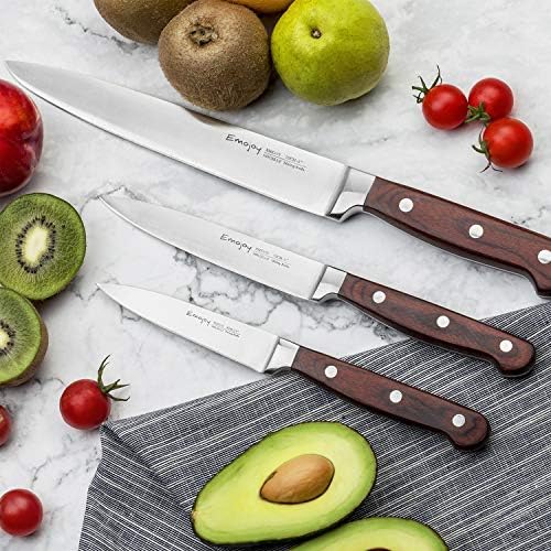 Комплет за ножеви, 15 парчиња кујнски нож поставени со блок, рачно острење за сет за ножеви за готвачи, професионален нож од не'рѓосувачки