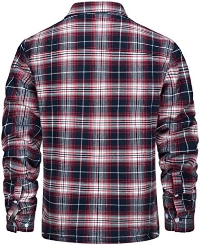 Зимско зимско густо руно од Екленсон, наредени топло карирано фланел јакни за кошула, лежејќи ги 3 џебови Шерпа палта