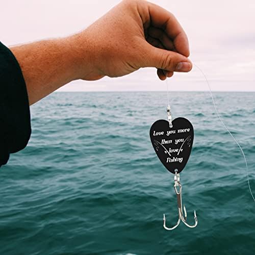 Црно срце во форма на риболов во форма на риболов, врежани подароци за риболов - YGB01-11