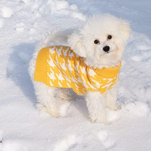 Слатка коска од џемпер за кучиња за мали кучиња houndstooth миленичиња зимска облека пуловер џемпер облека мачки облека,