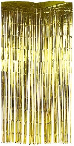 Liyeehao foil fringe завеса, tinsel backdrop злато фолија раб завеса злато позадина, рабна позадина златни постројки, за свадба за роденден