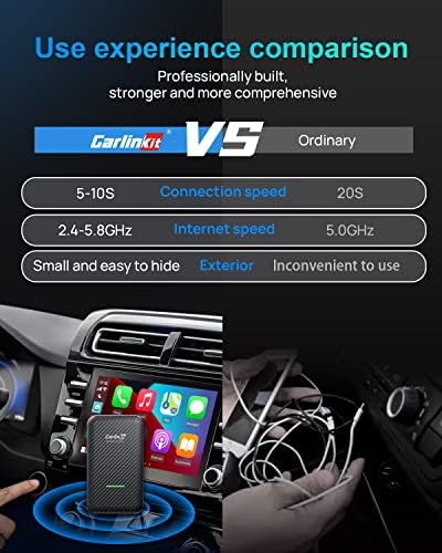 Карлинкит 3.0 2023 Безжичен Адаптер, carplay dongle одговара за 98% Автомобили со Жичен Карплеј, За iPhone 6 или Погоре,Брзо Поврзување,
