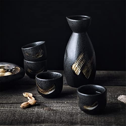 Wywwdxf sake чаша сад керамички сакеј поставете рака насликана флагон саке вино сет керамика 1 флагон 4 чаши бокал духови за ликвидација подарок