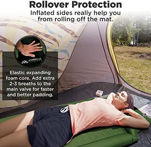 Iforrest Подлога за спиење w/надувување на потпирачот за рака и перница - Заштита на превртување - Душек за кампување со само -надуеност