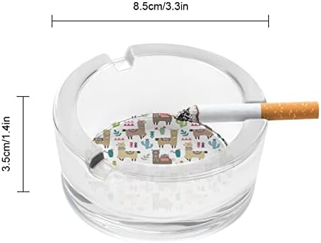 Алпака и кактус шема тркалезни стакло од стакло од пепелници за цигари случај симпатична сад за пушење пепел