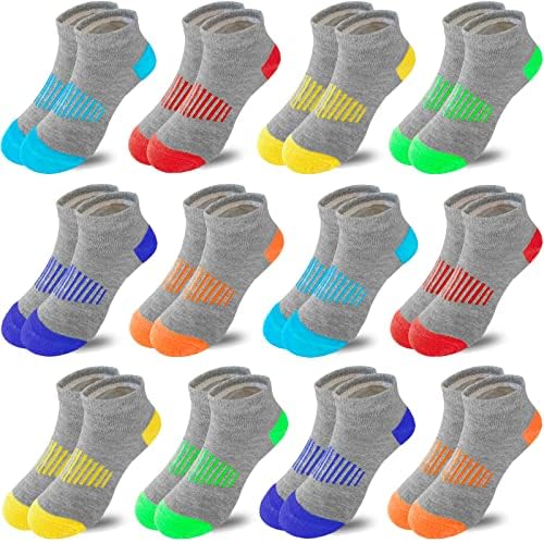 Момци на Цумолиу Момки од 12 пара атлетски памучни чорапи на глуждот Полови перничиња со ниски исечени чорапи за мали големи деца