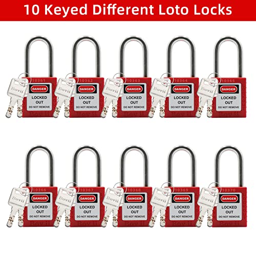 Boviisky 10 PCS заклучување на заклучување на брави, 2 клуч по заклучување, клучно значење, со 10 ознаки за заклучување на ознаки, црвени лото -брави, безбедносен катанец за ?