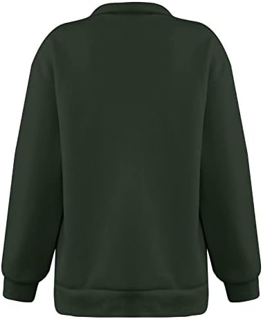 Женска Божиќна маичка половина патент лапел обичен пуловер врвен долг ракав преголем пулвер смешен блуза маица