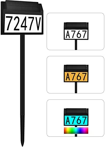 Броеви на соларни адреси за куќи, знак за промена на адреса на RGB боја за надворешни IP65 водоотпорни осветлени куќи за броеви на куќи за двор за домашна патека со 3 реж