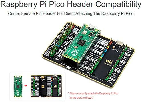 Waveshare GPIO Expander for Raspberry Pi Pico, со 1x Raspberry Pi Standard 40pin Header и 1x Pico 2 × 20pin Header, за поврзување на капи