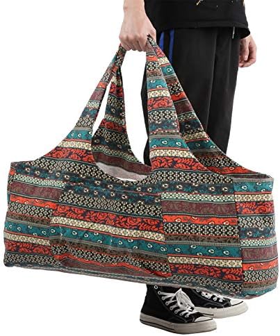 QStnxb Јога Мат торба, лесен за дишење лесен за носење голем капацитет, носач на јога мат, мала торба со етнички стил пред торба за јога, за патување со фитнес облека