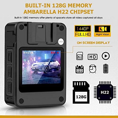 SWZA M2 1440P HD полициска камера за тело, 128G меморија, чипсет Ambarella H22, преносна телесна камера со аудио снимање што