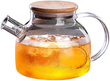 Стаклен чајник, цветен котел отпорен на топлина, транспарентен чајник, сад за кафе, сет за чај од путер, контејнер со сок