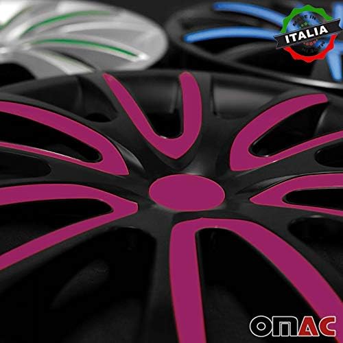 Hubcaps OMAC 16 инчи за Kia Sportage Black и Violet 4 компјутери. Покривање на бандажи на тркалото - капачиња за центри - Замена на надворешната
