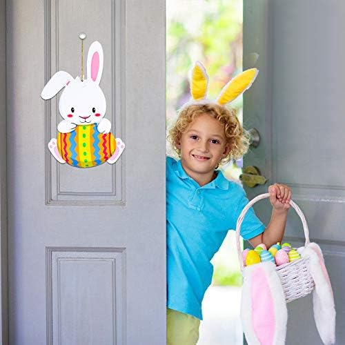 Декорации за знаци на Велигденска врата Сикохом 9.4 x 14,5 Велигденски зајаче декор знак Велигденски декор Велигденски украси за домот за