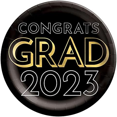 2023 Партии за дипломирање за 20 лица | Пакетот вклучува хартиени овални пластери за вечера, десертни плочи и салфетки за ручек | Прославете