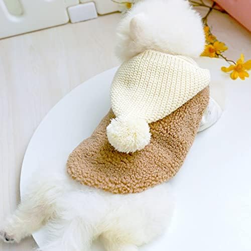 Стекнете плетени капи со џемпер со топка за кучиња зимско топло миленичиња домашно милениче качулка костум од палто