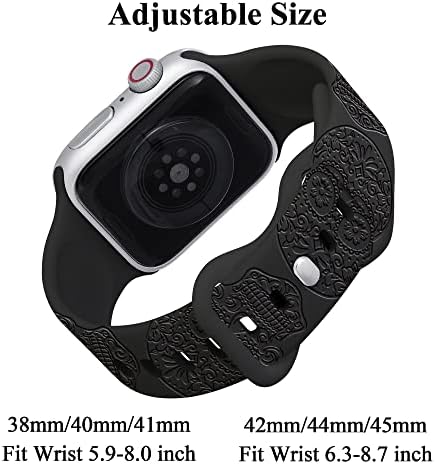 Casfine 3 пакет врежан силиконски опсег компатибилен со ленти со Apple Watch 38mm 40mm 41mm 42mm 44mm 45mm за жени мажи, ласерски