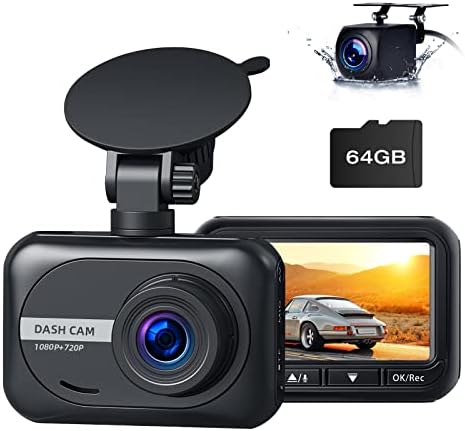 Lamtto 1080p Full HD Цртичка Камера Напред И Назад СО SD Картичка, Двојна Цртичка Камера За Автомобили, 2.45 IPS Екран Автомобил Камера