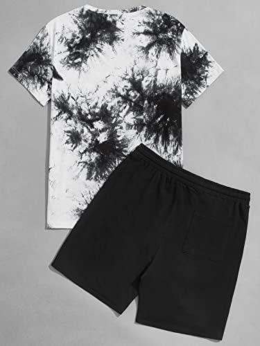 Горглитер мажите со две парчиња облека на хавајски сетови графичка кошула и шорцеви патеки за патеки поставува црно -бели големи
