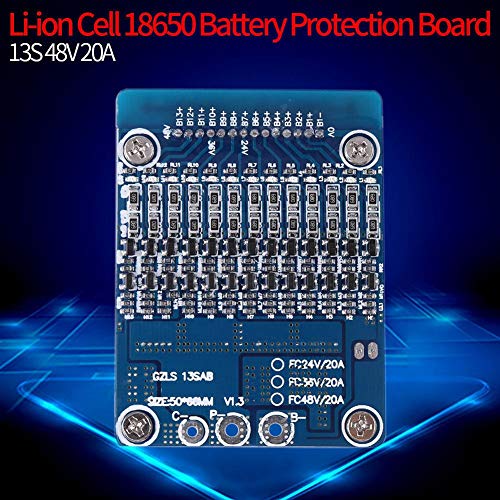 Табла за заштита на батеријата, 13S 48V 20A Li-Ion Cell 18650 Заштита на батерија BMS PCB табла со функција за рамнотежа