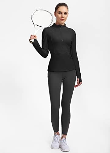 Хиверлеј длабока полу -патент -пуловер патека за патеки за жени со атлетски дефинирани со долг ракав со лесни тешки тежини