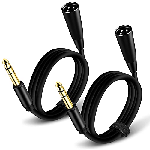 Belipro 1/4 инчен TRS до XLR кабел 10ft 2pack, 6,35 mm машки до XLR 3 Pin Машки балансиран кабел, за микрофон, аудио миксер, звучник, студио и