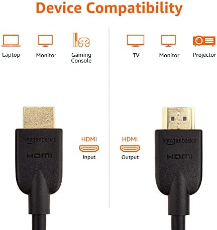 Основи на Амазон со голема брзина 4K HDMI кабел - 10 стапки и високо -брзински HDMI кабел - 3 стапки, црно