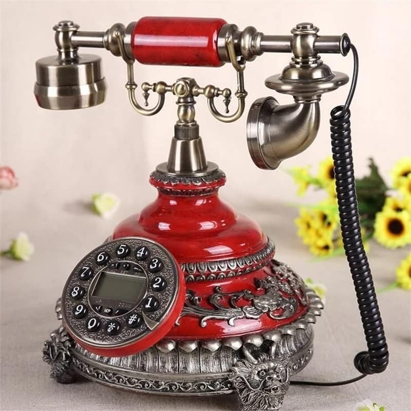 Lepsjgc Антички кабел Телефонски фиксни дигитални ретро телефонско копче бирање гроздобер декоративни цврсти дрвени телефони