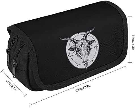 Бафомет сатаничен коза глава молив кутија двојна поштенска торба за пенкало со голем капацитет држач за канцеларија за домашна канцеларија за