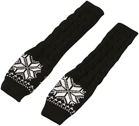 Qvkarw Божиќна топла рака без прсти дама дама со средна должина топли дами покриваат зимски нараквици снегулки на ракавици спорт