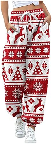 Женски Божиќни џемпери џогери удобни еластични половини редовни широки панталони