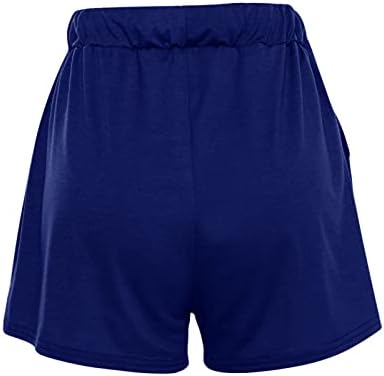 Обични летни летни летни спортови на Beuu, еластични еластични шорцеви со високи половини, кои влечат цврсти кратки панталони со џеб