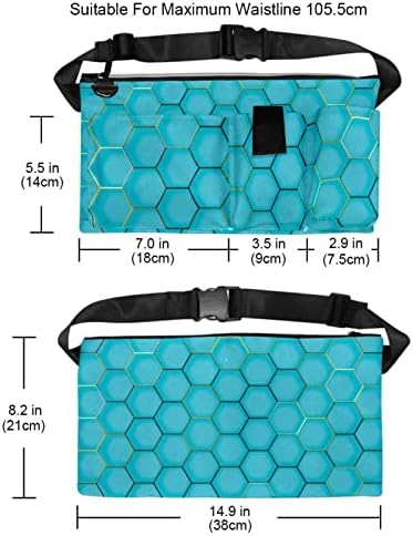 Хексагон геометриска текстура сина фана пакет со џебови со 4-зипер, подароци за уживање во спортски фестивал тренинг што патува во трчање обичен
