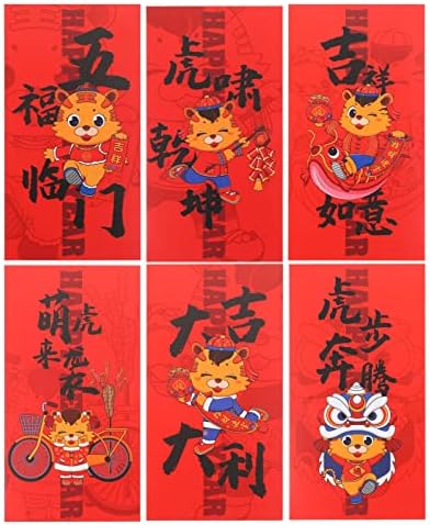 Абуфан Кинески Црвени Пликови: 24 парчиња Кинески Новогодишни Црвени Џебови За Пари Хонгбао Среќна Торбичка 2022 Година Џебови За Пари Од